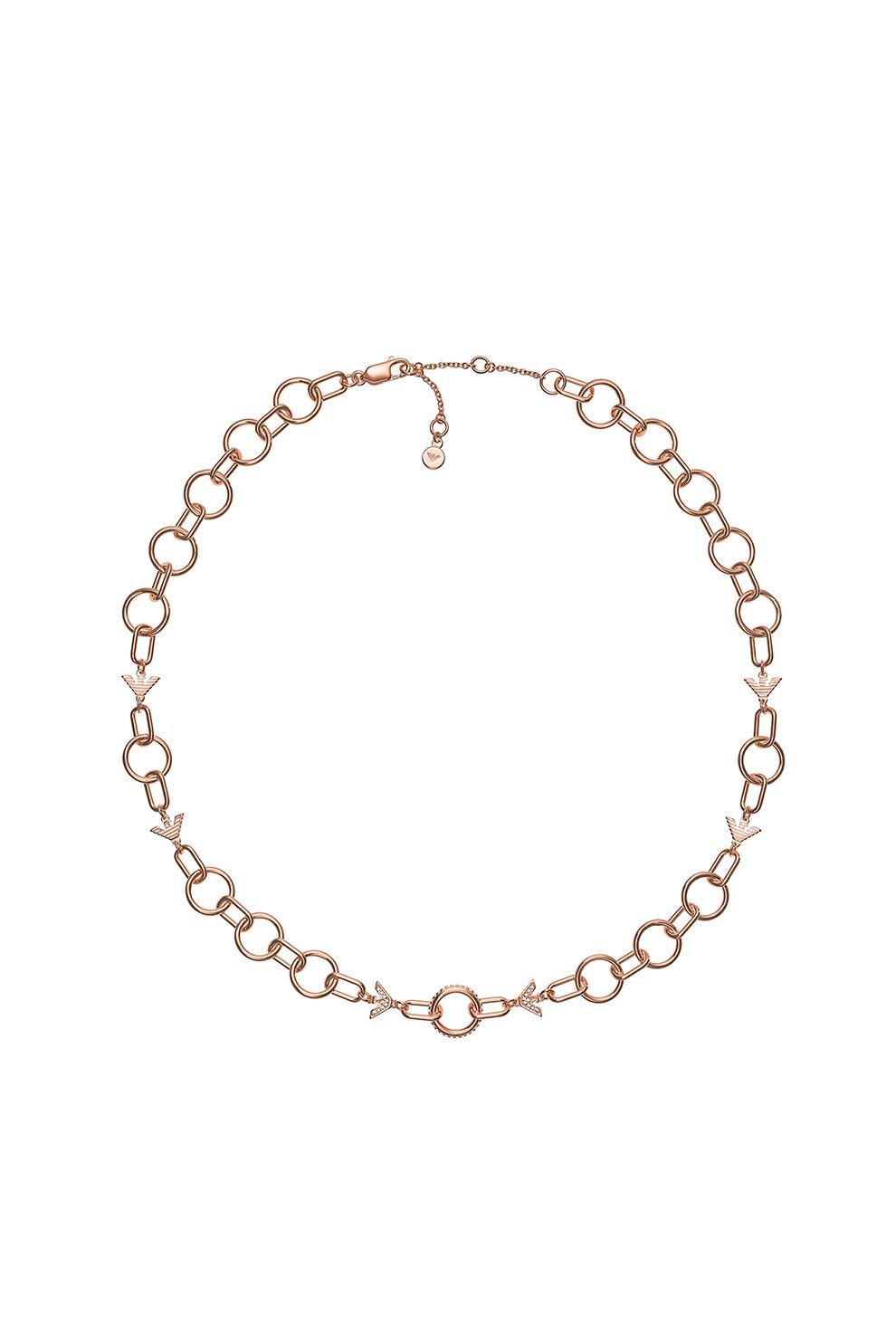 Emporio Armani, Colier din lant cu logo, Auriu rose