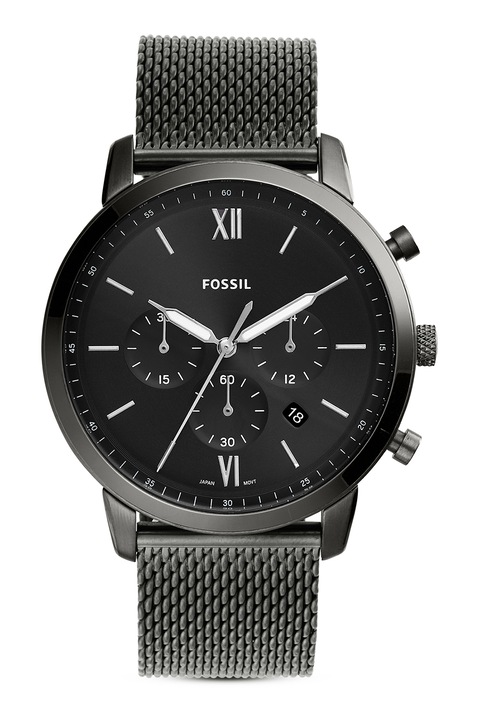 Fossil, Кварцов часовник с мрежеста верижка, Тъмносив