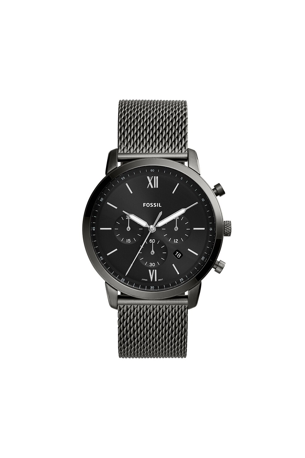 Fossil, Ceas quartz cu bratara cu model plasa, Gri hematit
