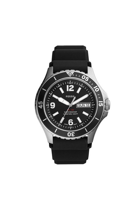 Fossil, Кварцов часовник FB-02 със силиконова каишка, Черен