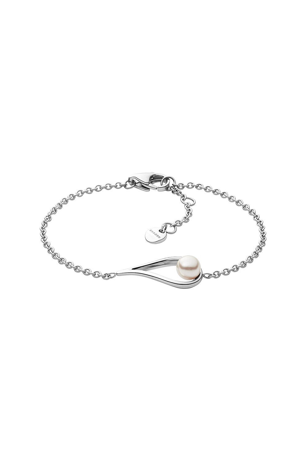 Skagen, Bratara decorata cu perla sintetica, Argintiu