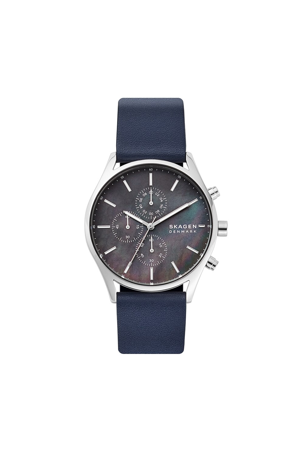 Skagen, Ceas cronograf cu o curea de piele Holst, Bleumarin