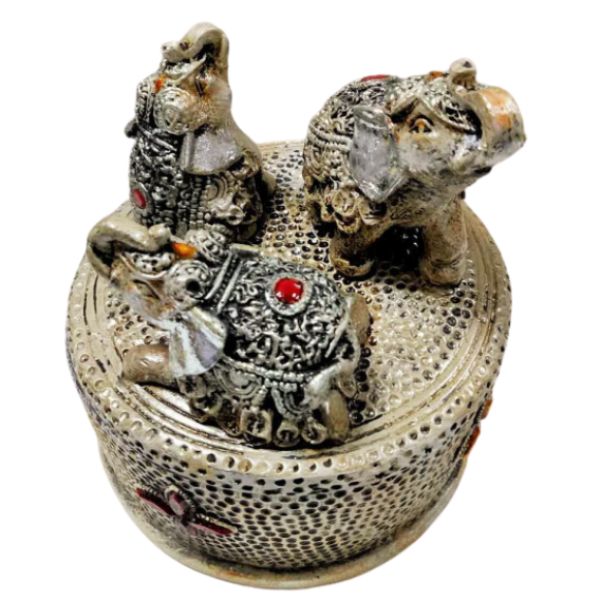 Suvenir decorativ elefanti, Polirasina, 12 x 12 cm, Multicolor