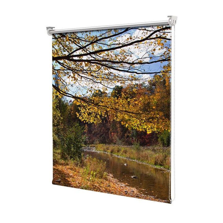 Rolete Art Shade tip Jaluzele cu Rulou si sistem inclus, Peisaj de Toamna cu Izvor in lumina blanda, Decoratiuni, Latime 115 cm x Inaltime 130 cm