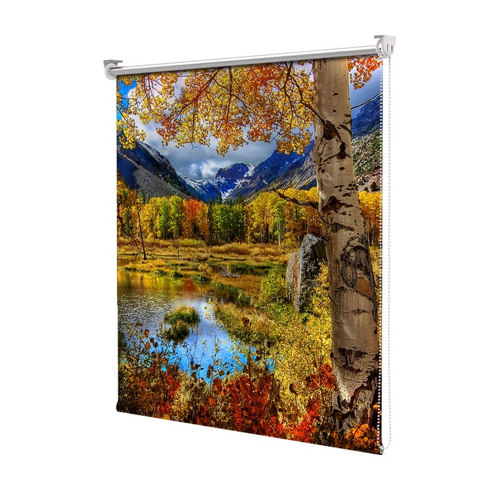 Rolete Art Shade tip Jaluzele cu Rulou si sistem inclus, Peisaj de Toamna cu Vedere spre lac , Decoratiuni, Latime 45 cm x Inaltime 130 cm