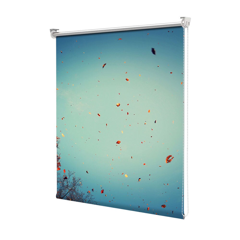 Rolete Art Shade tip Jaluzele cu Rulou si sistem inclus, Peisaj de Toamna cu Frunze rosii plutind in vazduh, Decoratiuni, Latime 55 cm x Inaltime 130 cm