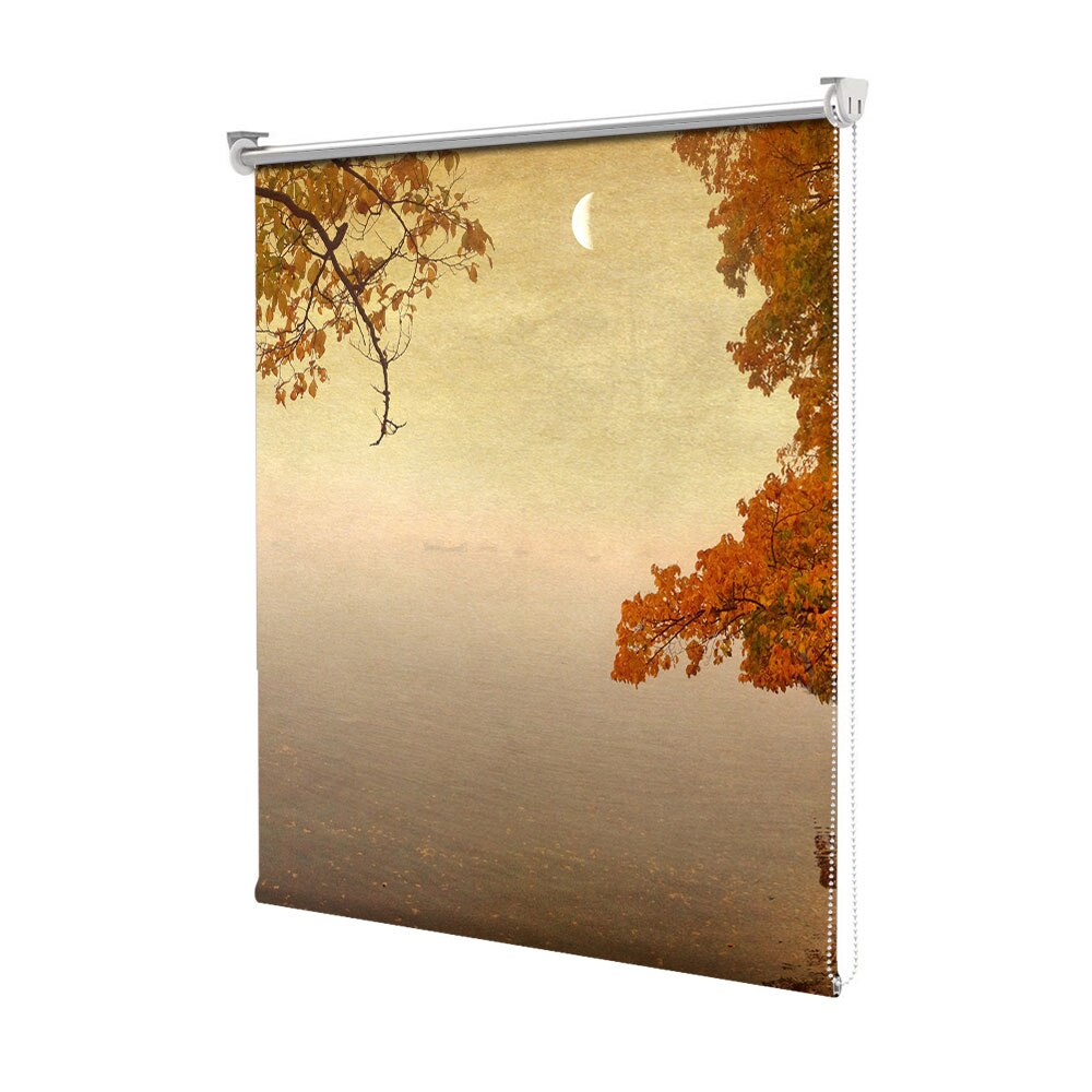 Rolete Art Shade tip Jaluzele cu Rulou si sistem inclus, Peisaj de Toamna cu Luna noua peste lac, Decoratiuni, Latime 55 cm x Inaltime 130 cm