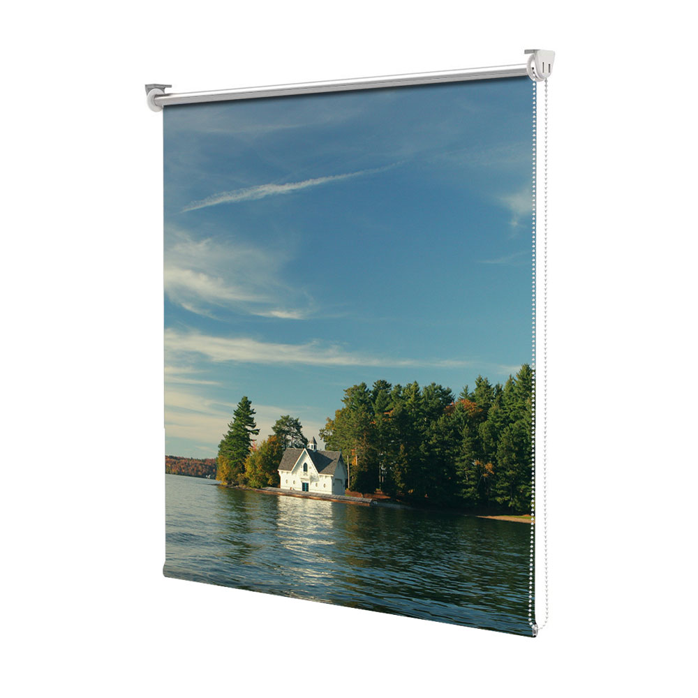 Rolete Art Shade tip Jaluzele cu Rulou si sistem inclus, Peisaj de Toamna cu Intre padure si lac, Decoratiuni, Latime 55 cm x Inaltime 130 cm
