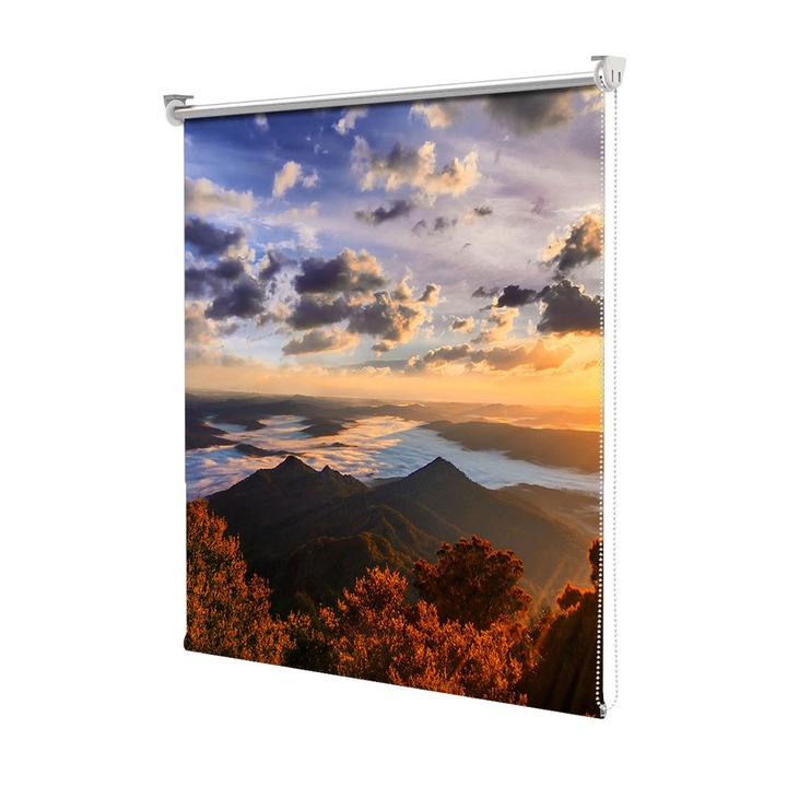 Rolete Art Shade Multicolore tip Jaluzele cu Rulou si sistem inclus Toamna Razele apusului peste dealuri, Decoratiuni, Latime 130 cm x Inaltime 130 cm