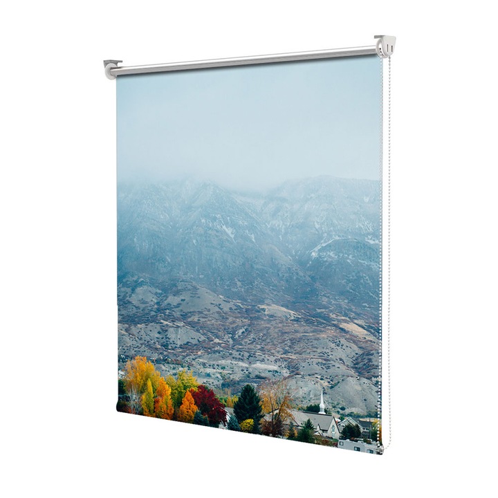 Rolete Art Shade Multicolore tip Jaluzele cu Rulou si sistem inclus Toamna Creasta muntelui in ceata, Decoratiuni, Latime 130 cm x Inaltime 130 cm