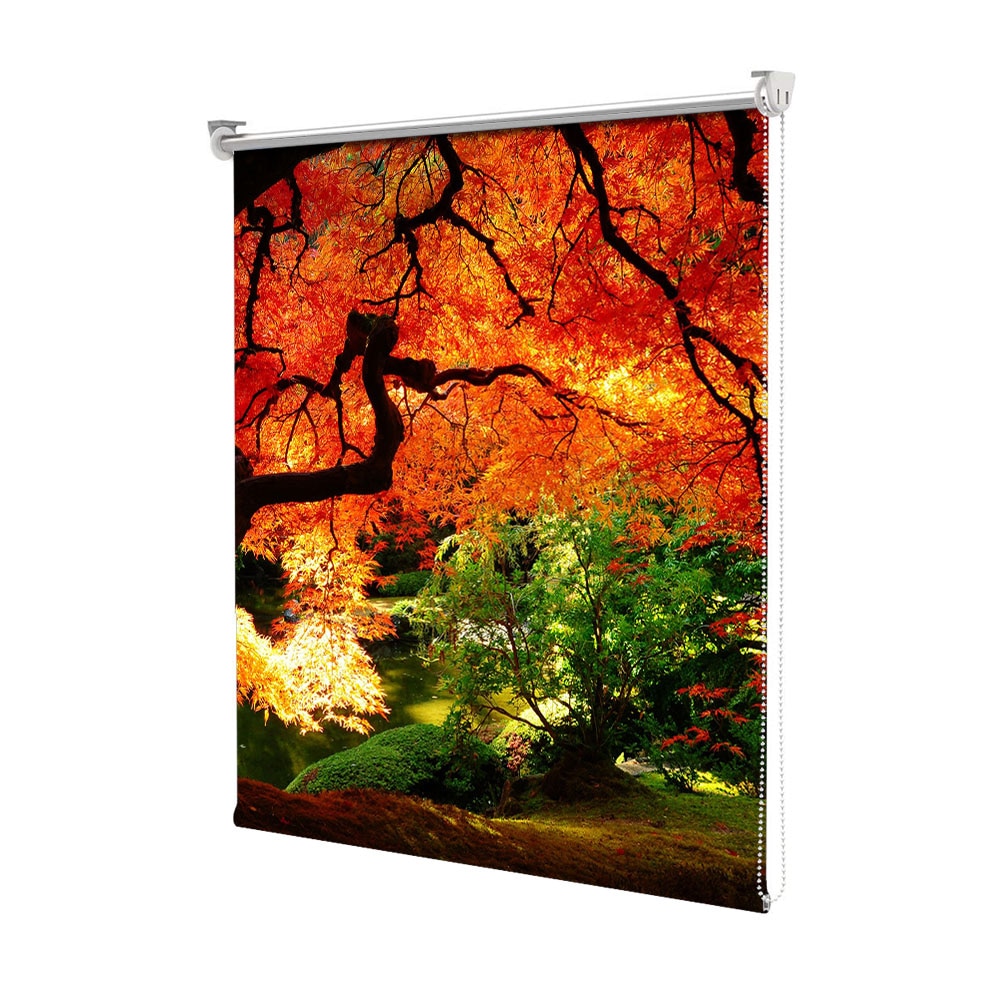 Rolete Art Shade tip Jaluzele cu Rulou si sistem inclus, Peisaj de Toamna cu Ramuri din copacul vietii, Decoratiuni, Latime 85 cm x Inaltime 130 cm