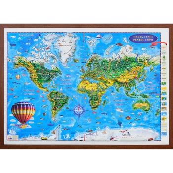 Harta Lumii pentru copii (proiectie 3D), 1000x700mm Eurodidactica Harta Lumii pentru copii (proiectie 3D), 1000x700mm Eurodidactica