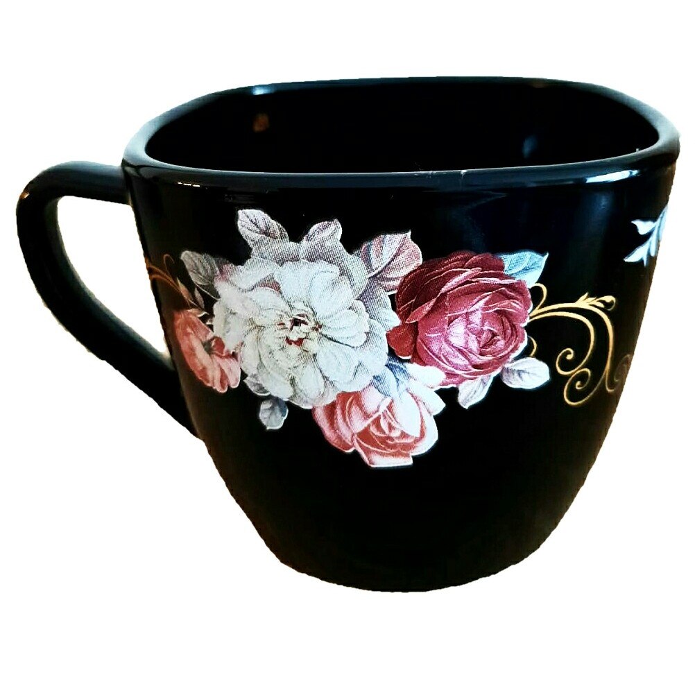 Set 6 cesti negre opal,patrate,230ml,fara farfurioara