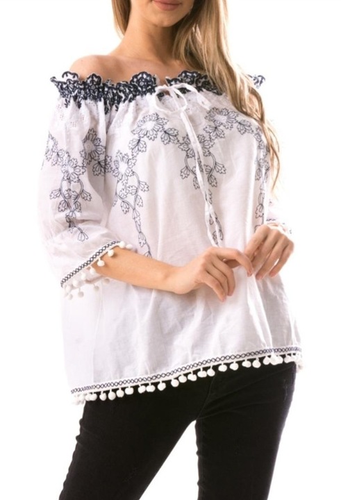 Bluza Dama Tania Bumbac, Alb, S-M EU