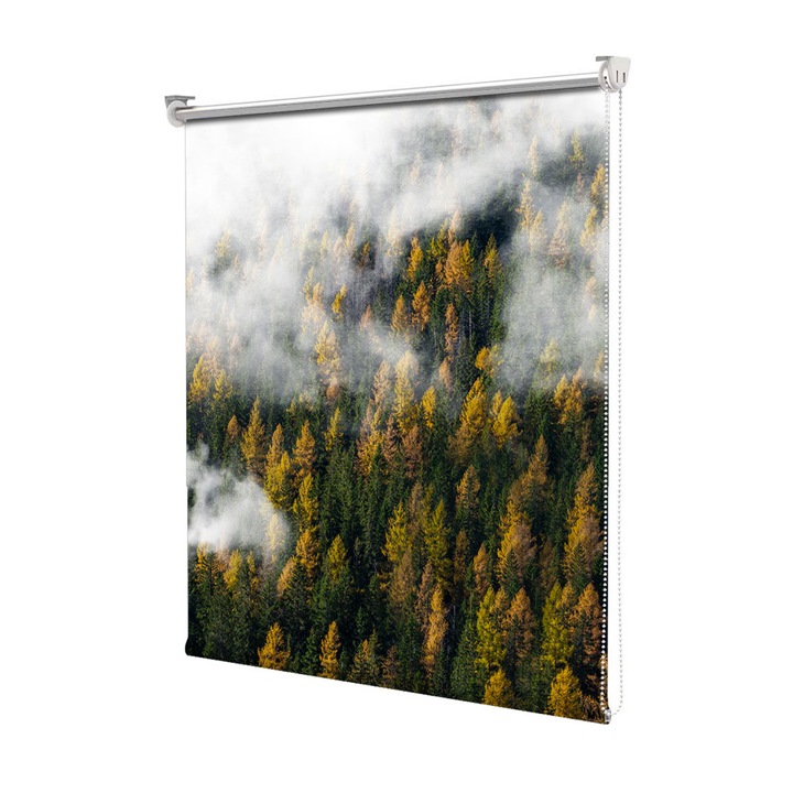 Rolete Art Shade Multicolore tip Jaluzele cu Rulou si sistem inclus Toamna Nori si padure de brazi, Decoratiuni, Latime 180 cm x Inaltime 250 cm
