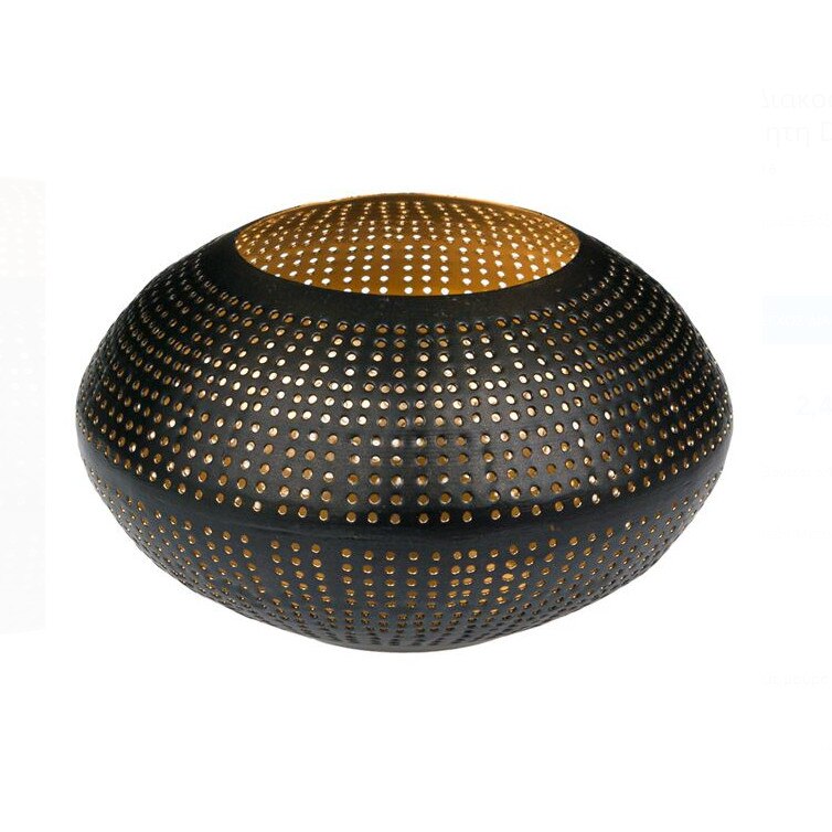Suport de lumanari oval negru/auriu, SG, 14x7 cm