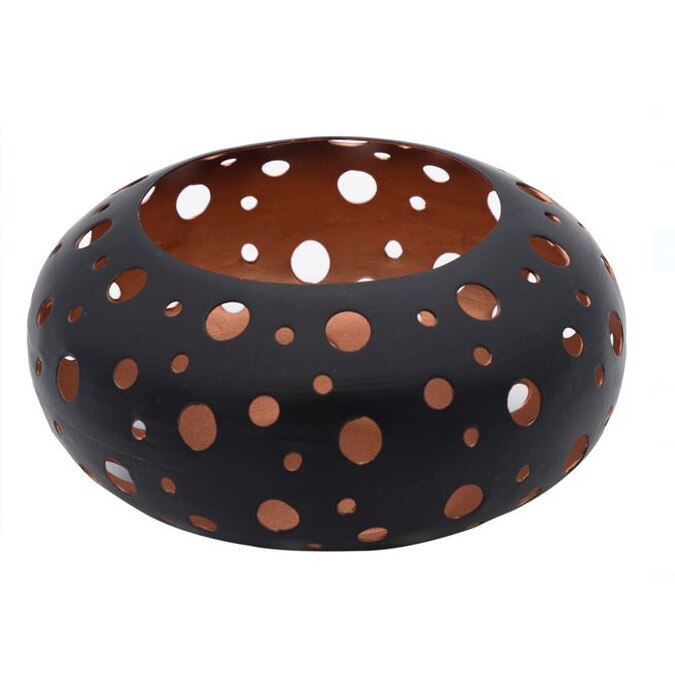 Suport de lumanari oval perforat, SG, 14x7 cm