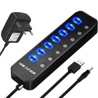 hub usb 30 7 porturi adaptor alimentare 1 port incarcare super viteza negru imagen 39_0_
0