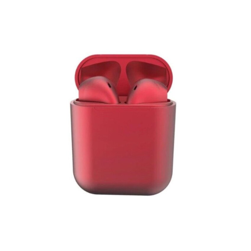 Casti i12 Rosu Metalizat, Wireless Bluetooth V5.0+, compatibile cu Android, iOS, raza de actiune 15m, sunet 3D, model nou, control Touch, waterproof, Super Bass