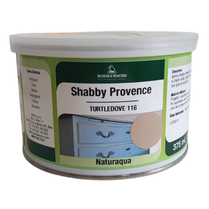 Vopsea de creta vintage Shabby, Borma Wachs, Shabby Provence, culoare Bej Turturea, 0.375 kg