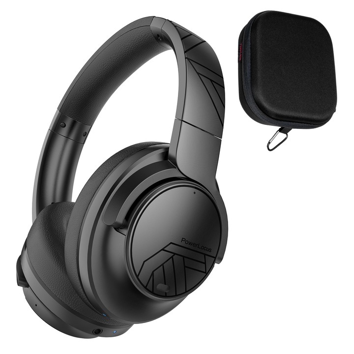 Безжични Слушалки PowerLocus, Bluetooth, Active Noise Cancelling Слушалки, 70 Часа Батерия, Voice Assistant, Черен