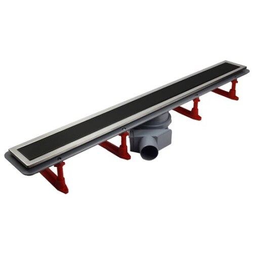 Rigola de Dus Pardoseala Confluo Premium, Black Glass, Lungime 85 cm, reversibila, sticla neagra securizata