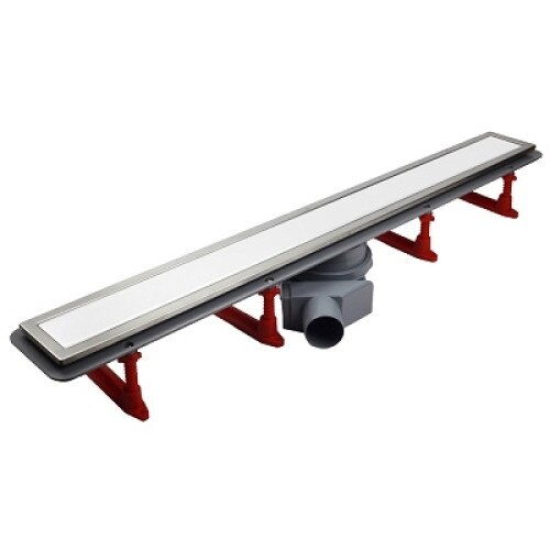 Rigola de Dus Pardoseala Confluo Premium, White Glass, Lungime 75 cm, reversibila, sticla alba securizata