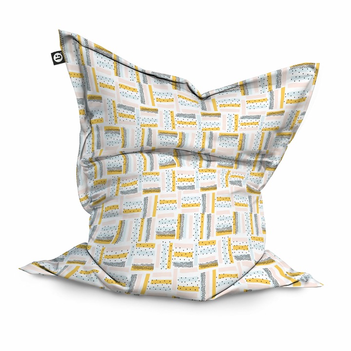 Fotoliu Updeco Puf Bean Bag tip Perna, impermeabil, indoor/outdoor, sac interior, 115 x 150 x 25 cm, buline negre