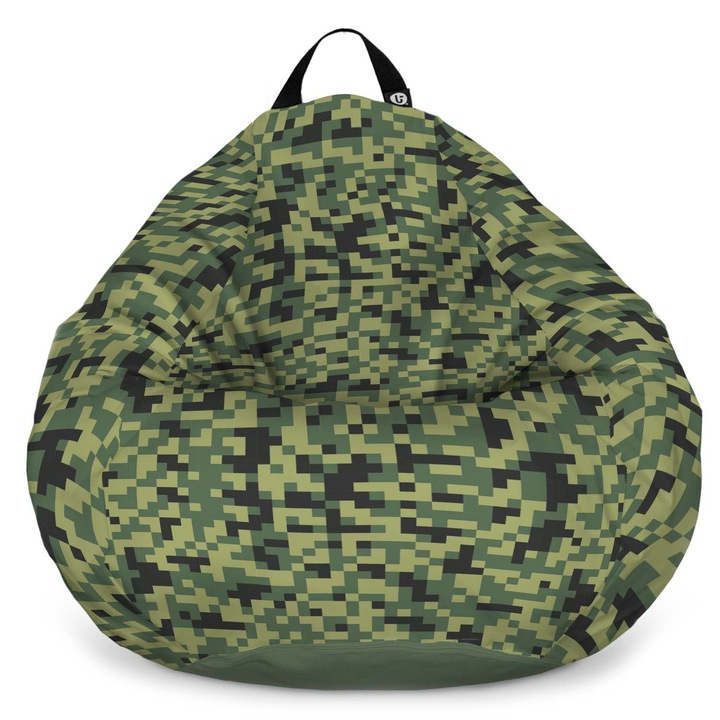 Fotoliu Updeco Puf Bean Bag tip Para L, impermeabil, indoor/outdoor, sac interior, cu maner, 80 x 80 x 55 cm, Minecraft