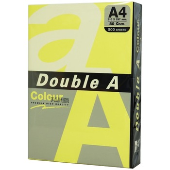 Hartie color pentru copiator A4, 75g/mp, 100coli/top, Double A, galben neon Hartie color pentru copiator A4, 75g/mp, 100coli/top, Double A, galben neon