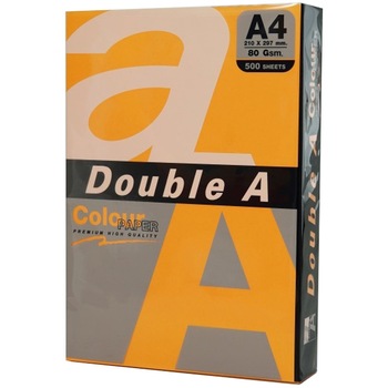 Hartie color pentru copiator A4, 75g/mp, 100coli/top, Double A, portocaliu neon Hartie color pentru copiator A4, 75g/mp, 100coli/top, Double A, portocaliu neon