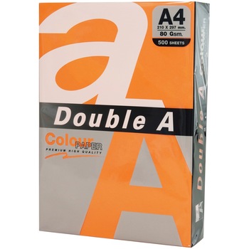 Hartie color pentru copiator A4, 80g/mp, 25coli/top, Double A, saffron intens Hartie color pentru copiator A4, 80g/mp, 25coli/top, Double A, saffron intens
