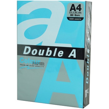 Hartie color pentru copiator A4, 80g/mp, 100coli/top, Double A, albastru intens Hartie color pentru copiator A4, 80g/mp, 100coli/top, Double A, albastru intens