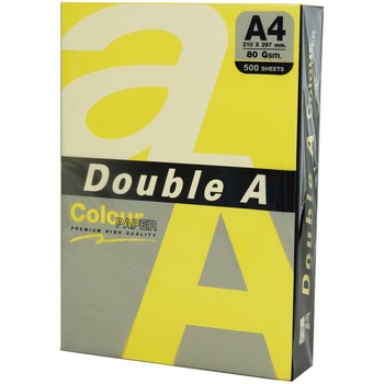 Hartie color pentru copiator A4, 80g/mp, 100coli/top, Double A, lemon intens Hartie color pentru copiator A4, 80g/mp, 100coli/top, Double A, lemon intens
