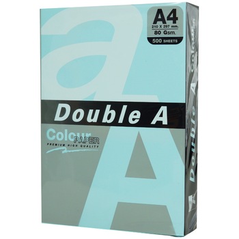 Hartie color pentru copiator A4, 80g/mp, 100coli/top, Double A, pastel ocean Hartie color pentru copiator A4, 80g/mp, 100coli/top, Double A, pastel ocean