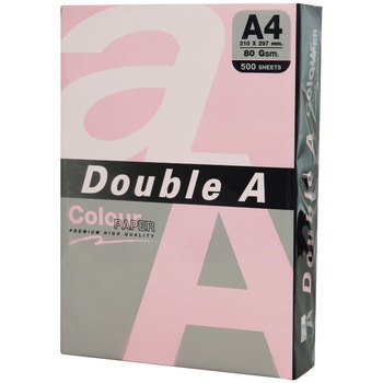 Hartie color pentru copiator A4, 80g/mp, 100coli/top, Double A, pastel pink Hartie color pentru copiator A4, 80g/mp, 100coli/top, Double A, pastel pink