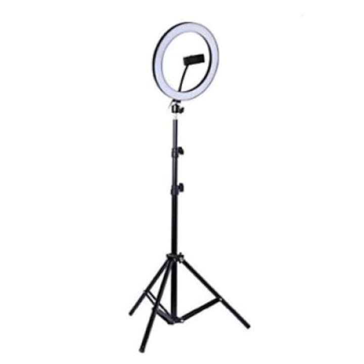 Selfie lámpa állvánnyal, fényerő szabályzóval, 3 színhőmérséklet 30 cm