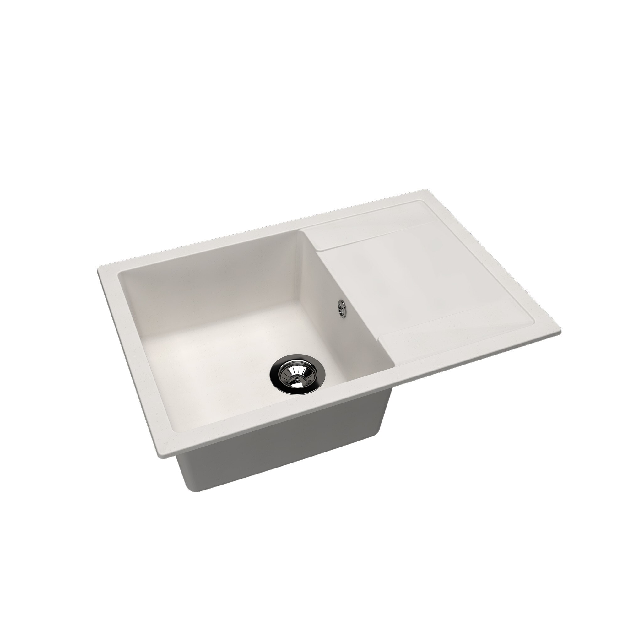 Chiuveta, marmura/granit, forma dreptunghiulara, 760 x 510 mm, adancime cuva 200 mm, alb