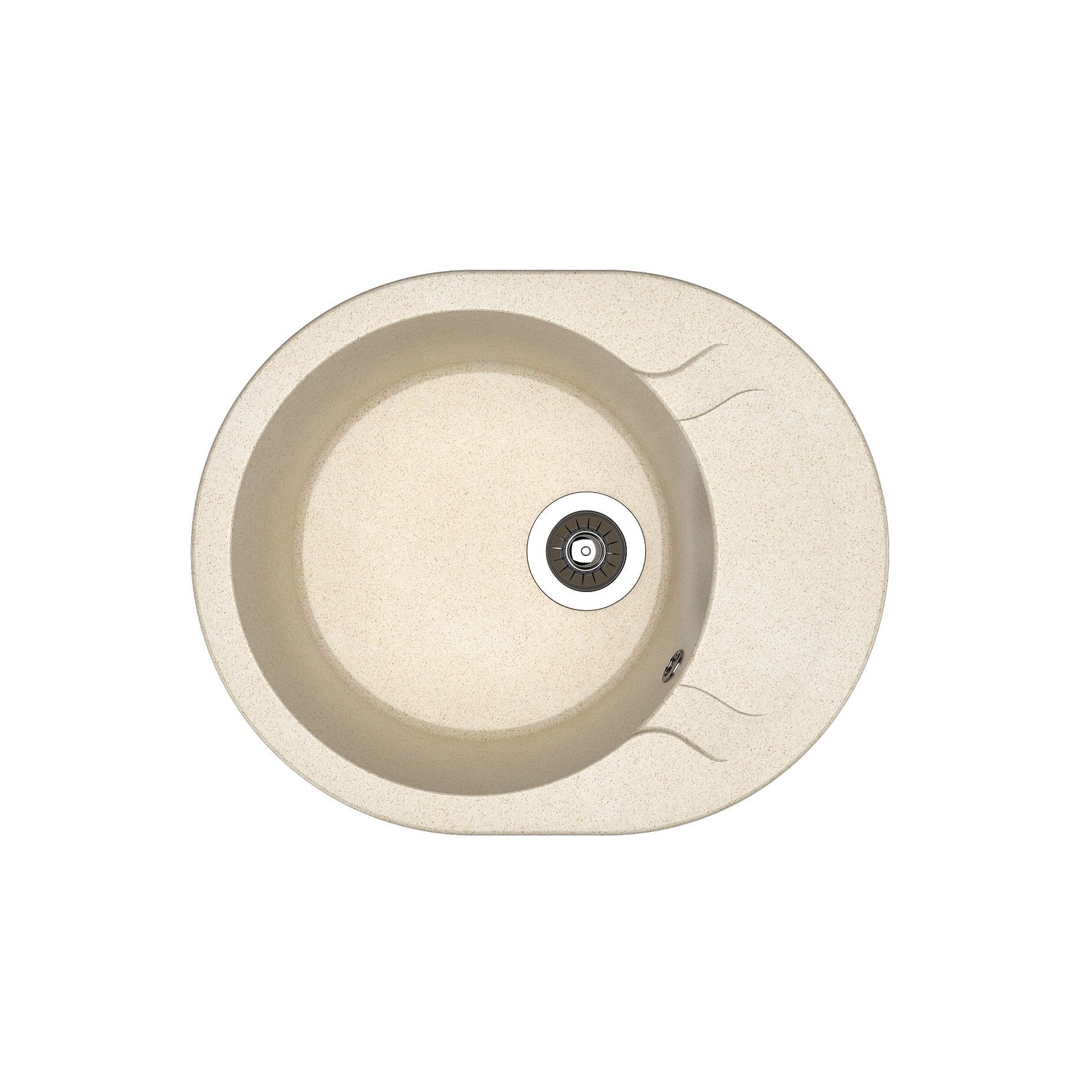 Chiuveta marmura/granit, forma ovala, 580 x 470 mm, adancime cuva 200 mm, Bej