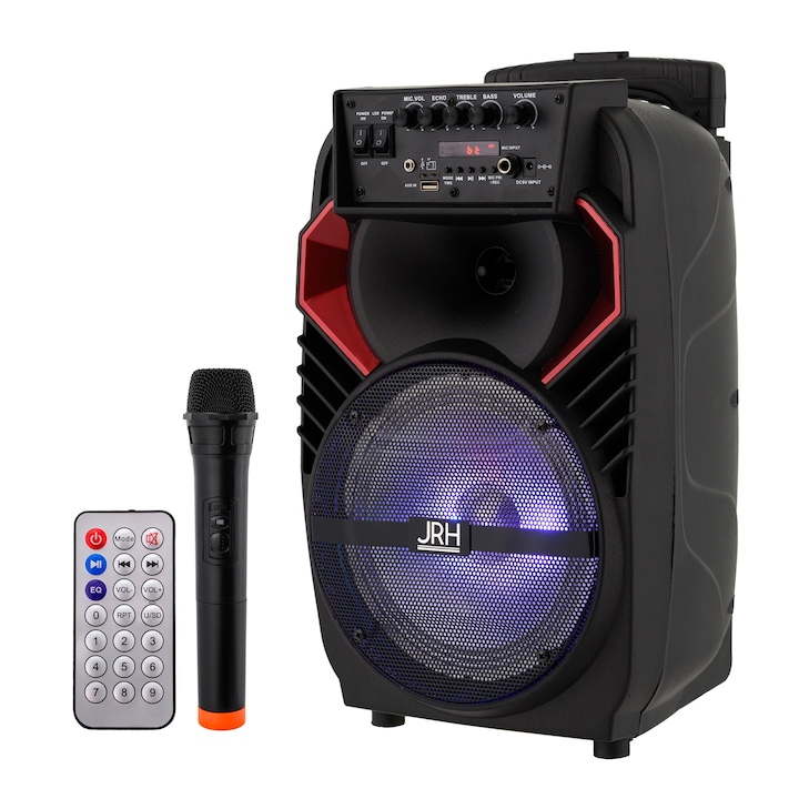 Boxa bluetooth activa, portabila, tip troller, jrh a82 microfon inclus, bluetooth aux radio fm usb
