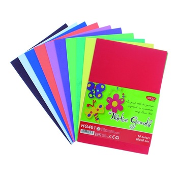 Hartie gumata EVA 20x30 cm 10 coli 10 culori DACO HG401 Hartie gumata EVA 20x30 cm 10 coli 10 culori DACO HG401