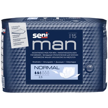 Absorbante pentru incontinenta Seni Man Normal, 15 buc Absorbante pentru incontinenta Seni Man Normal, 15 buc