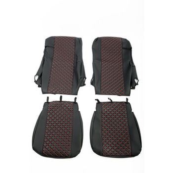 Set 2 Huse Scaun Camion Flexzon, Piele Ecologica , Pentru DAF XF 106 Euro 6, Negru/Rosu Set 2 Huse Scaun Camion Flexzon, Piele Ecologica , Pentru DAF XF 106 Euro 6, Negru/Rosu