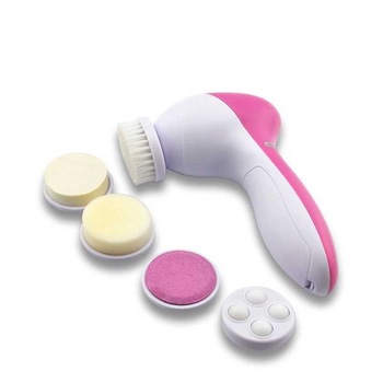 Aparat de masaj facial 5 in 1, capete interschimbabile, accesorii incluse, Roz Aparat de masaj facial 5 in 1, capete interschimbabile, accesorii incluse, Roz