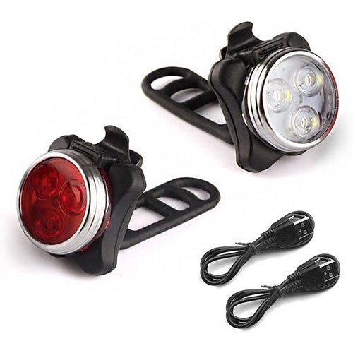 Set Bucati Far Fata Si Stop Spate Led Reincarcabile Usb Moduri Luminare Rezistente La