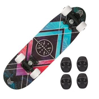 Set Skateboard Kings DownHill cu genuchiere si cotiere pentru baieti, 53 cm, baza antiderapanta Set Skateboard Kings DownHill cu genuchiere si cotiere pentru baieti, 53 cm, baza antiderapanta