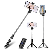 Selfie Stick 3 in 1 BTG-1045 , Trepied, Suport pentru telefon, reglabil, telecomanda detasabila, conectare Bluetooth, cu incarcare usb,negru