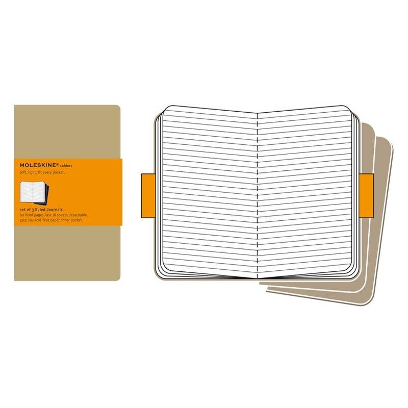Moleskine Set of 3 Ruled Cahier Journals - Kraft - Large