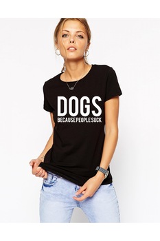 Tricou dama negru - DOGS Tricou dama negru - DOGS
