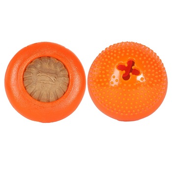 Jucarie Bento Ball, Starmark, mare, portocaliu, diametru aprox.10 cm, pentru caini Jucarie Bento Ball, Starmark, mare, portocaliu, diametru aprox.10 cm, pentru caini